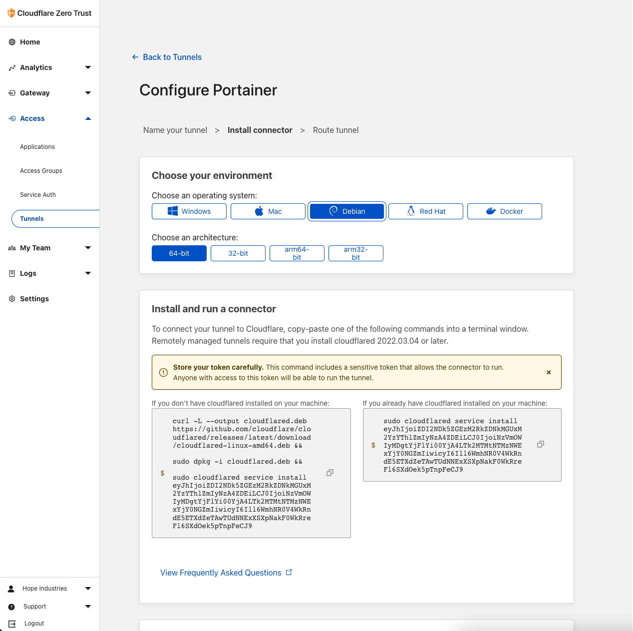Cloudflared Zero Trust Tunnel Setup